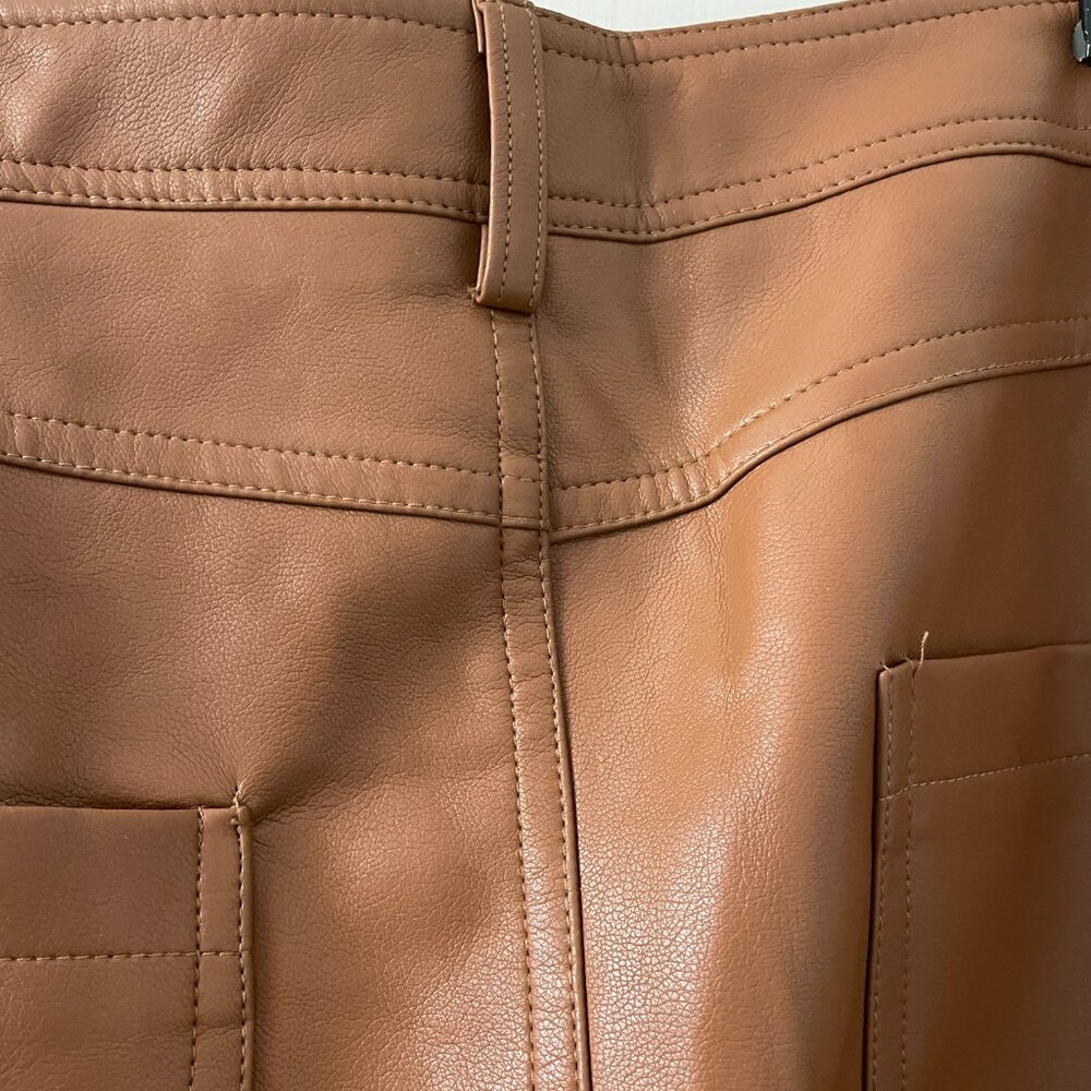 Sans Souci Faux leather High waist wide leg  pants Brown size S NWOT o - Picture 6 of 11